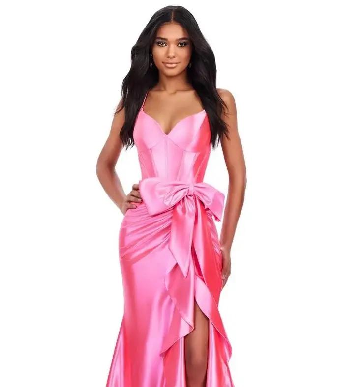 Model wearing a prom dress